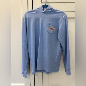 Vineyard Vines, pink WHL vintage license plate, Blue Hoodie Tee youth small